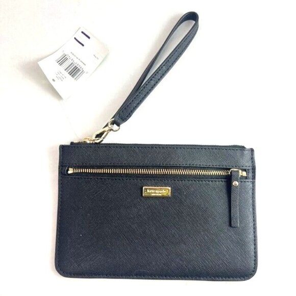 Kate Spade Tinie Laurel Way Black Leather Wristlet Wallet WLRU2677  NWT - Picture 1 of 12